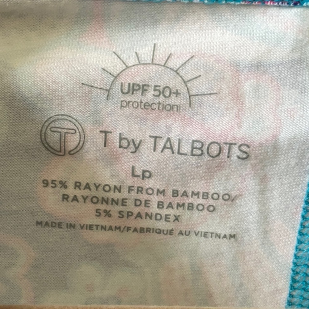 Talbots Roll Tab Sleeve UPF 50+ Tee Floral in Large Petite Modern Classic - Picture 7 of 8